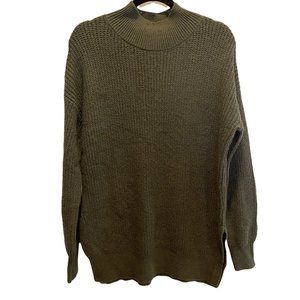 Abound Knit Sweater Medium Green Slits Cowl Neck
